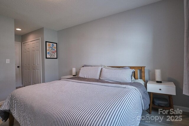 327 Wilkes Place Dr, Fort Mill, SC 29715 - bedroom with a closet, baseboards, wood finished floors, and recessed lighting