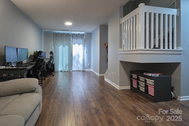 327 Wilkes Place Dr, Fort Mill, SC 29715 - living area with an office area, wood finished floors, and baseboards