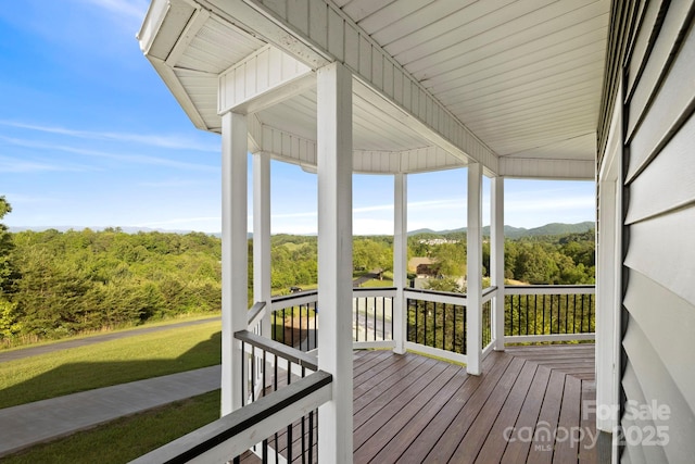 505 Sky Ridge Dr Unit 57, Leicester, NC 28748 - wooden deck with a mountain view and a yard