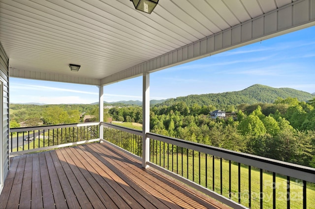 505 Sky Ridge Dr Unit 57, Leicester, NC 28748 - wooden deck featuring a mountain view and a forest view