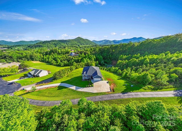 505 Sky Ridge Dr Unit 57, Leicester, NC 28748 - aerial view of property and surrounding area featuring a heavily wooded area and a mountainous background