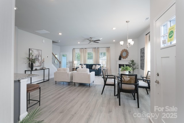 4045 Port Richmond Ave Unit 10, Gastonia, NC 28056 - dining area with stairway, healthy amount of natural light, light wood-style flooring, and recessed lighting