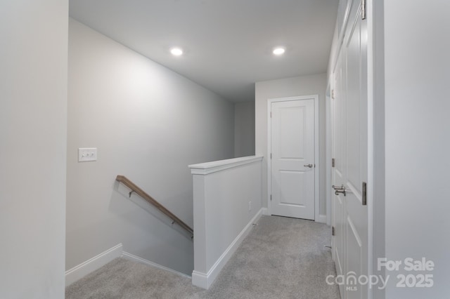 4045 Port Richmond Ave Unit 10, Gastonia, NC 28056 - hall with an upstairs landing, carpet, baseboards, and recessed lighting
