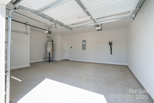 4045 Port Richmond Ave Unit 10, Gastonia, NC 28056 - garage featuring water heater, a garage door opener, electric panel, and baseboards