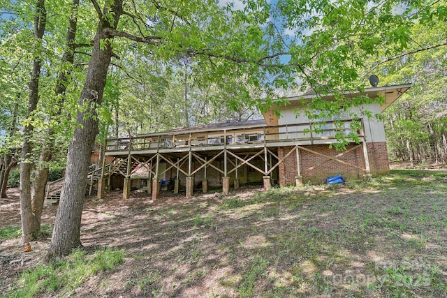 334 Lakeview Cir, Lugoff, SC 29078 - rear view of house with a deck and stairway