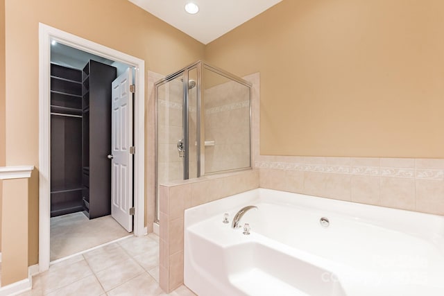 165 N Arcadian Way, Mooresville, NC 28117 - bathroom with a shower stall, a bath, and tile patterned floors