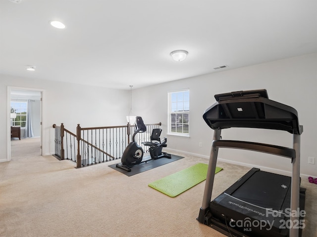 2178 Stone Pile Dr SW, Concord, NC 28025 - workout room featuring carpet floors, healthy amount of natural light, baseboards, and recessed lighting