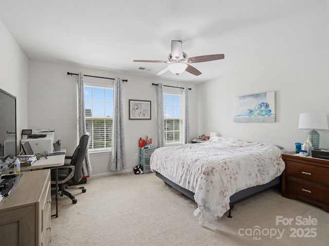2178 Stone Pile Dr SW, Concord, NC 28025 - bedroom featuring an office area, light colored carpet, ceiling fan, and baseboards