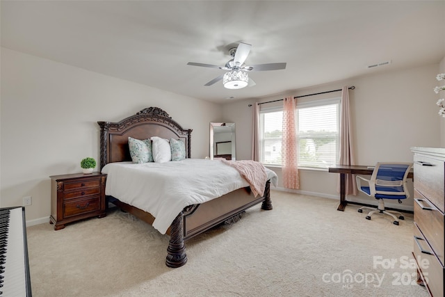 1033 Dorsey Dr, Fort Mill, SC 29715 - bedroom with light carpet, baseboards, and a ceiling fan