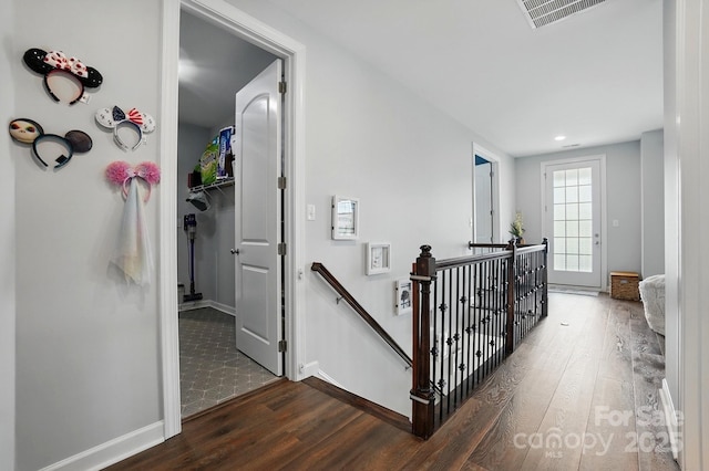 1437 Imperial Ct, York, SC 29745 - corridor with an upstairs landing, hardwood / wood-style flooring, baseboards, and recessed lighting