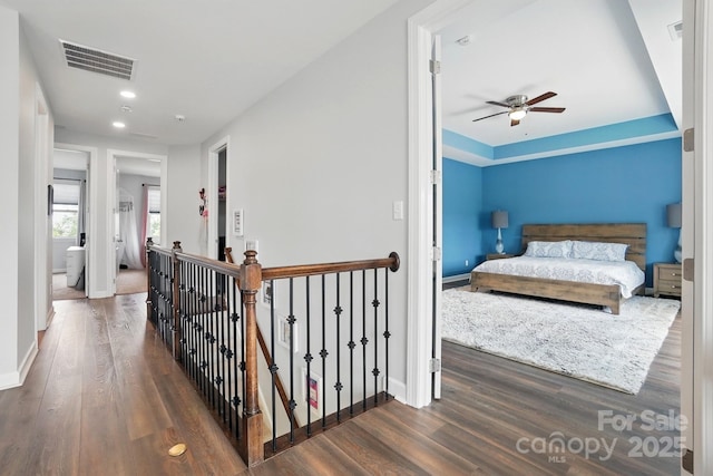 1437 Imperial Ct, York, SC 29745 - corridor with wood finished floors, baseboards, an upstairs landing, and recessed lighting