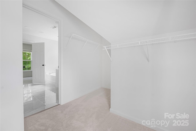 6504 Sybil Ct, Indian Trail, NC 28079 - spacious closet with carpet flooring and vaulted ceiling