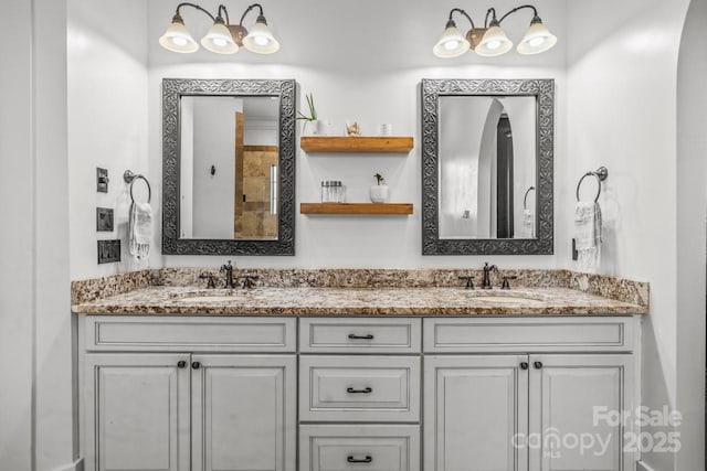 270 Sandhills Ct, Mooresville, NC 28115 - full bath featuring double vanity and a tile shower