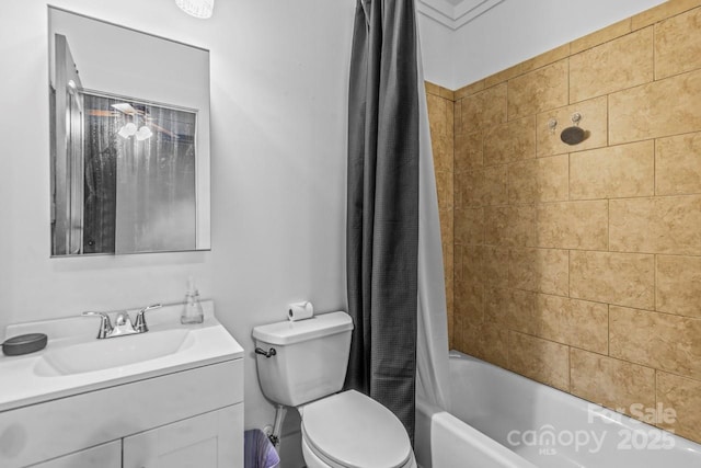 270 Sandhills Ct, Mooresville, NC 28115 - bathroom with toilet, vanity, and shower / bath combination with curtain