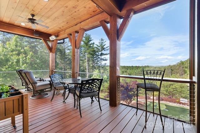 2775 Campbells Trce, Nebo, NC 28761 - wooden deck with outdoor dining area and a ceiling fan