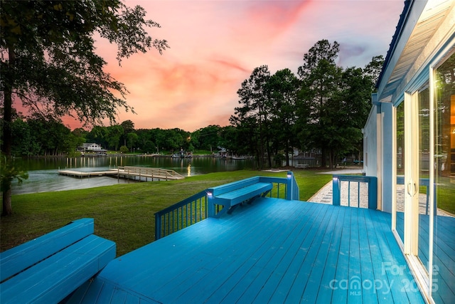 3911 Sandy Point Dr, York, SC 29745 - deck featuring a water view and a yard