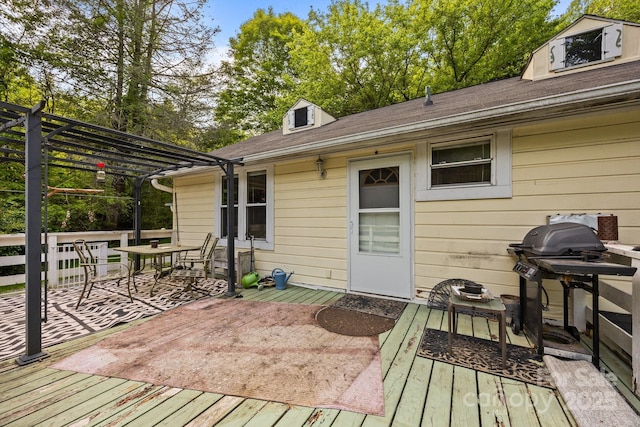 3905 NC Highway 213, Marshall, NC 28753 - wooden deck featuring outdoor dining space and a pergola