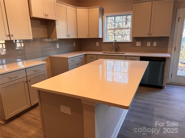4041 Port Richmond Ave Unit 9, Gastonia, NC 28056 - kitchen featuring dishwasher, a sink, wood finished floors, and tasteful backsplash