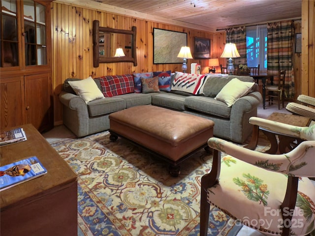 615 Sweetwater Rdg, Burnsville, NC 28714 - living room featuring wooden walls and wood ceiling