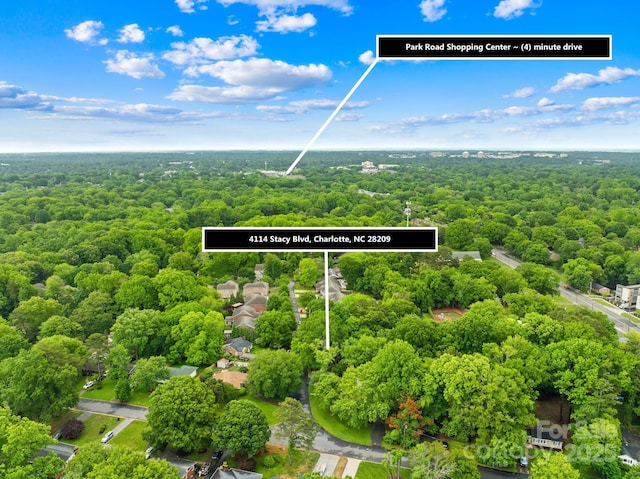 aerial view of a heavily wooded area
