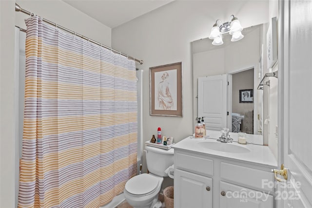 8410 Darcy Hopkins Dr, Charlotte, NC 28277 - bathroom with vanity, toilet, curtained shower, and connected bathroom