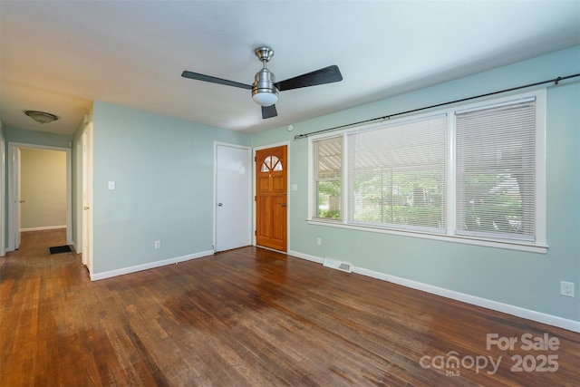 49 Jeffress Ave, Asheville, NC 28803 - empty room with dark wood finished floors and ceiling fan