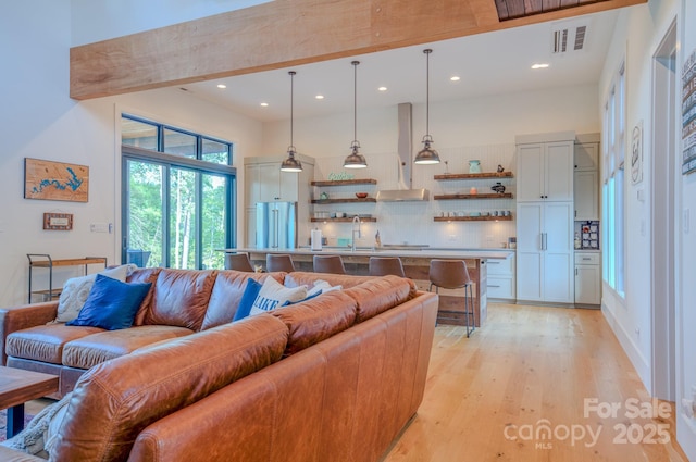 223 Linville View Dr, Nebo, NC 28761 - living room featuring recessed lighting and light wood-type flooring