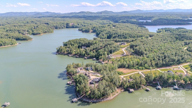 223 Linville View Dr, Nebo, NC 28761 - aerial view of property and surrounding area featuring a heavily wooded area and a water and mountain view