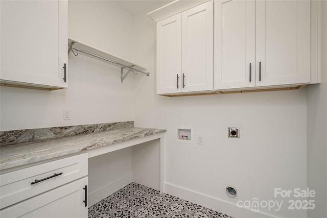 118 W Laurel Ln, Etowah, NC 28729 - washroom featuring hookup for an electric dryer, cabinet space, hookup for a washing machine, and tile patterned flooring