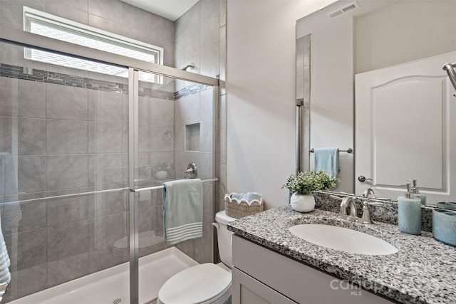 2329 Delaney Dr, Fort Mill, SC 29715 - full bathroom with vanity, a stall shower, and toilet