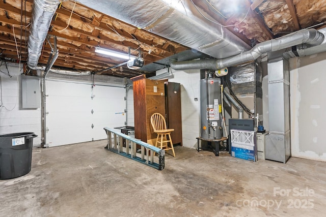 220 Pinehurst Ln, Newton, NC 28658 - garage featuring gas water heater, electric panel, and a garage door opener