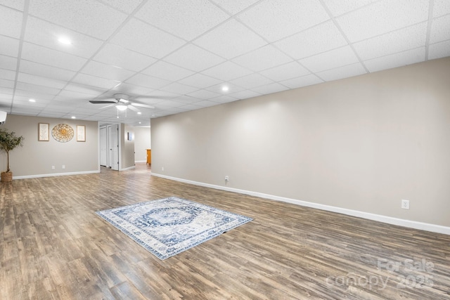 220 Pinehurst Ln, Newton, NC 28658 - spare room featuring wood finished floors, ceiling fan, baseboards, a drop ceiling, and recessed lighting