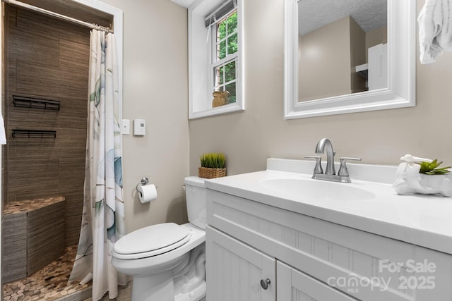 220 Pinehurst Ln, Newton, NC 28658 - bathroom with toilet, vanity, and tiled shower