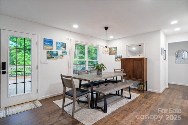 1135 Brook Path Trl, Denver, NC 28037 - dining area featuring healthy amount of natural light, dark wood-style floors, baseboards, and recessed lighting