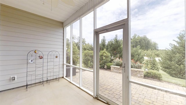 123 Hanks Bluff Dr, Mooresville, NC 28117 - unfurnished sunroom featuring ceiling fan