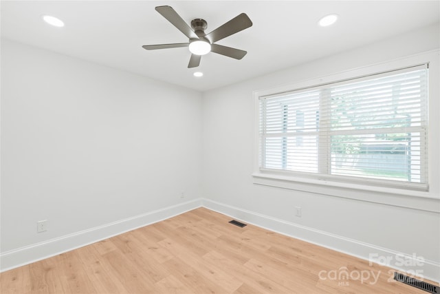 518 Westside Cir, China Grove, NC 28023 - spare room featuring baseboards, light wood-style flooring, recessed lighting, and ceiling fan