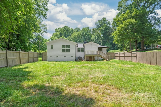 518 Westside Cir, China Grove, NC 28023 - back of property featuring crawl space and stairs