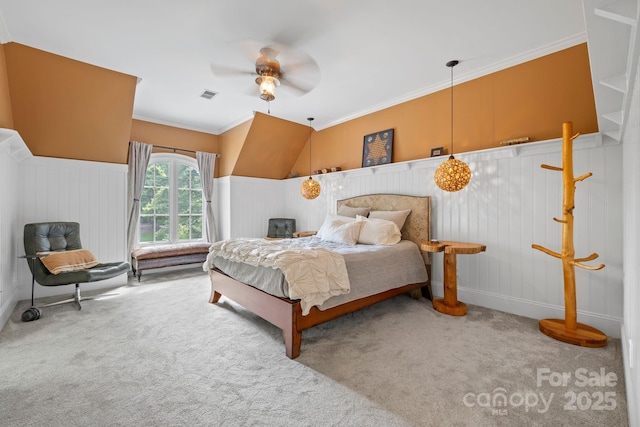 5523 Meadow Haven Ln, Charlotte, NC 28270 - bedroom with carpet floors, crown molding, and ceiling fan