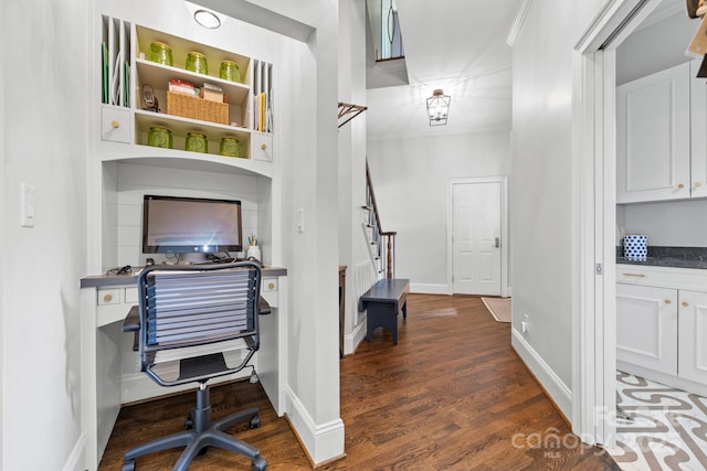 5523 Meadow Haven Ln, Charlotte, NC 28270 - office space with dark wood-style floors, ornamental molding, and baseboards