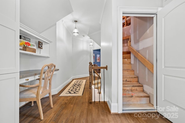 5523 Meadow Haven Ln, Charlotte, NC 28270 - office space with wood finished floors, crown molding, and baseboards