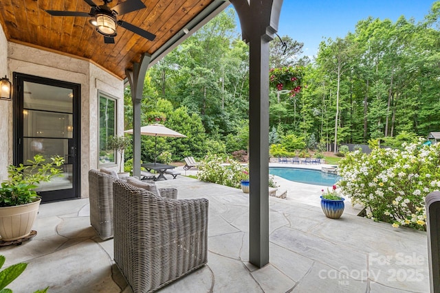 5523 Meadow Haven Ln, Charlotte, NC 28270 - view of patio / terrace with a ceiling fan