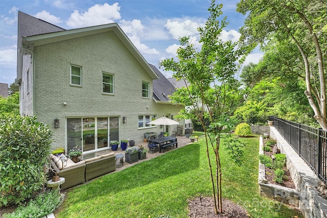 2630 Mary Butler Way, Charlotte, NC 28226 - back of property with a patio, outdoor lounge area, and roof with shingles
