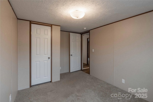 unfurnished bedroom with carpet and a textured ceiling