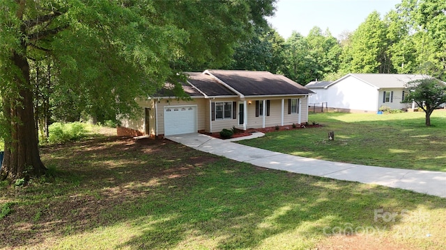 2026 Willow Ridge St, Conover, NC 28613 - ranch-style home with driveway, a garage, and a front lawn