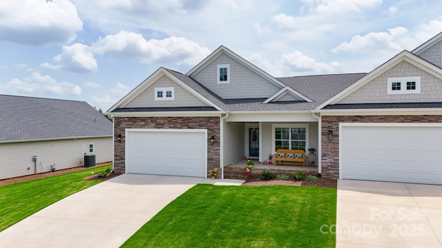 122A Deer Brook Dr Unit A, Shelby, NC 28150 - craftsman-style house featuring a porch, driveway, a front yard, and stone siding
