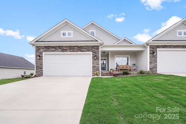 122A Deer Brook Dr Unit A, Shelby, NC 28150 - craftsman-style house featuring stone siding, a front lawn, and covered porch