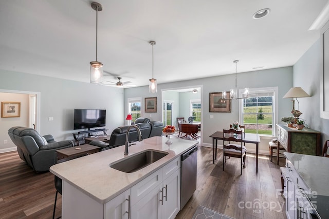 122A Deer Brook Dr Unit A, Shelby, NC 28150 - kitchen with dishwasher, ceiling fan, dark wood-type flooring, plenty of natural light, and recessed lighting