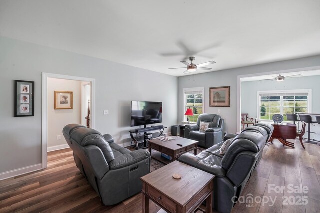 122A Deer Brook Dr Unit A, Shelby, NC 28150 - living area with ceiling fan, dark wood-style flooring, and plenty of natural light