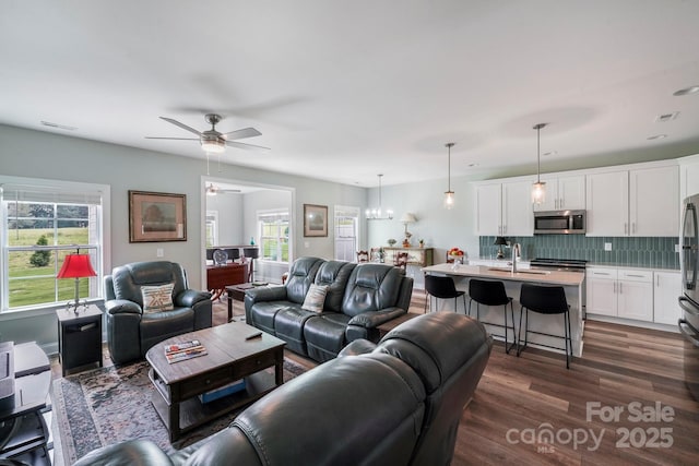 122A Deer Brook Dr Unit A, Shelby, NC 28150 - living room with a ceiling fan and dark wood-type flooring