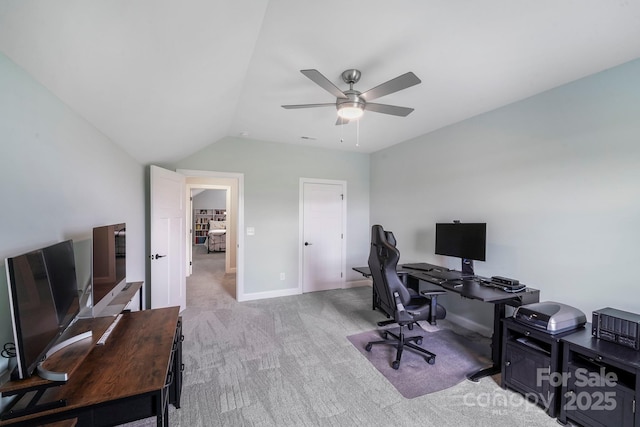 122A Deer Brook Dr Unit A, Shelby, NC 28150 - carpeted office with ceiling fan, lofted ceiling, and baseboards